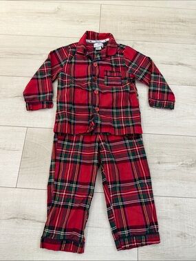Petit Plume Imperial Tartan Christmas Red Plaid Flannel Pajama Set